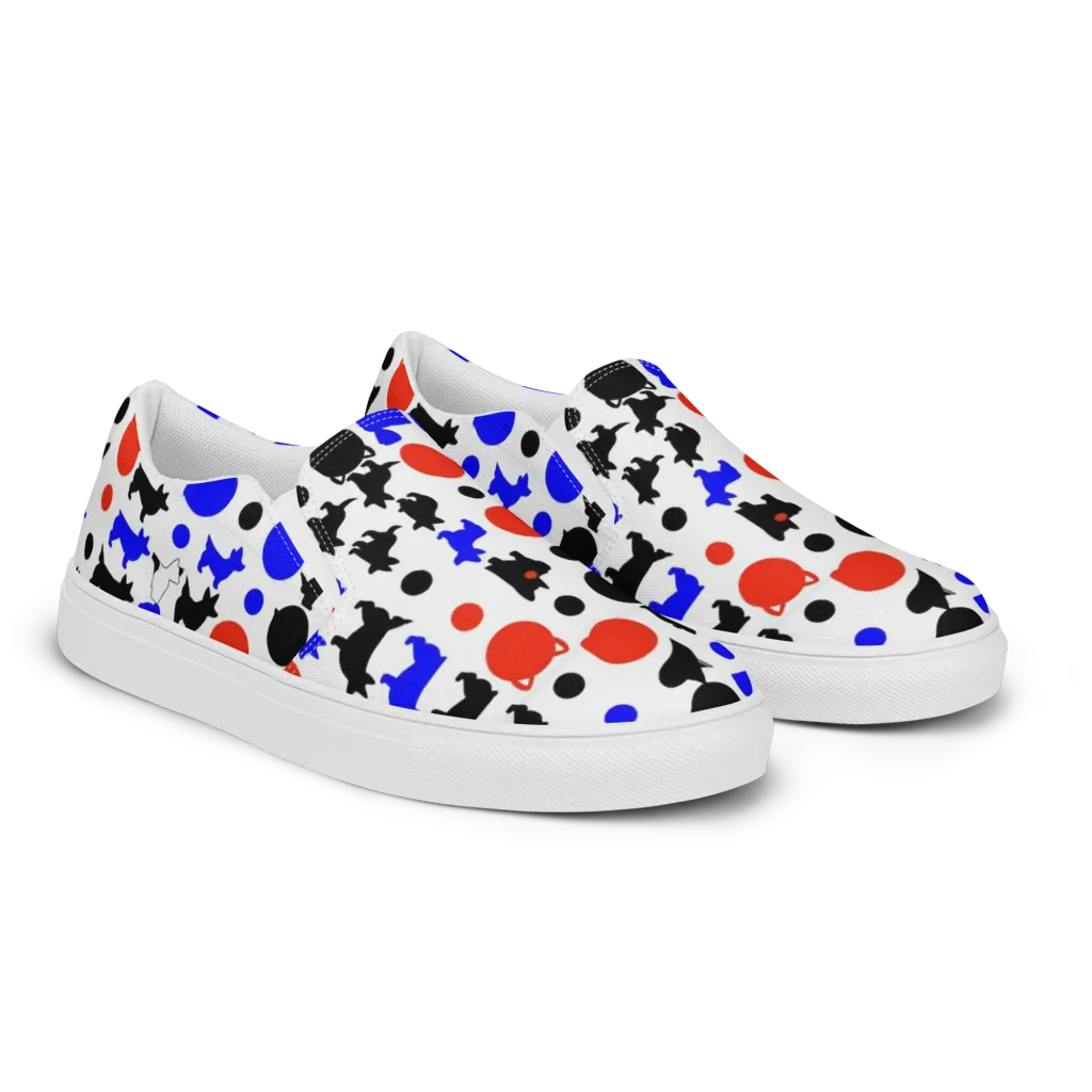 Canine Pop on Women's Slip-On Canvas Shoes — Right Front