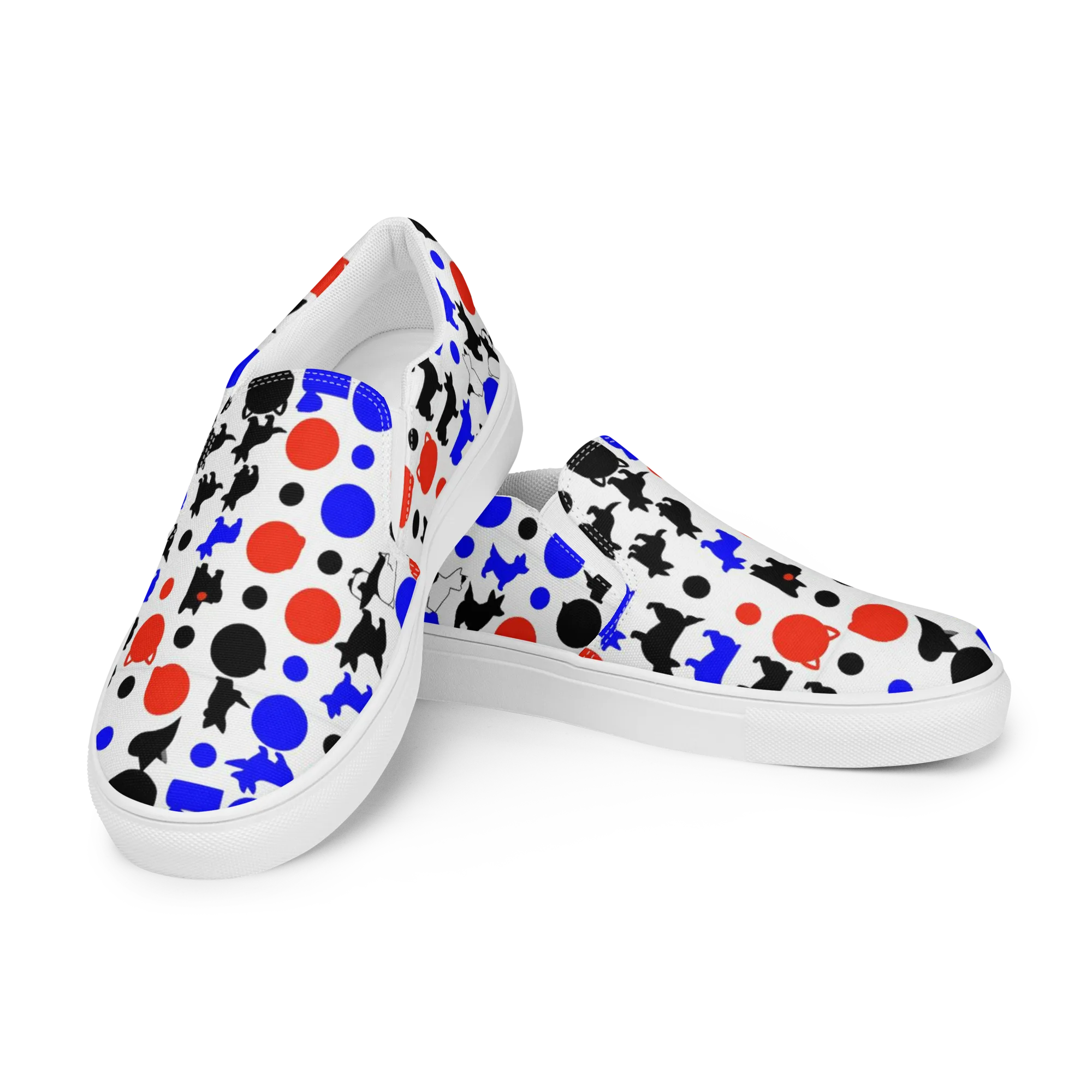 Canine Pop on Women's Slip-On Canvas Shoes — Left Front