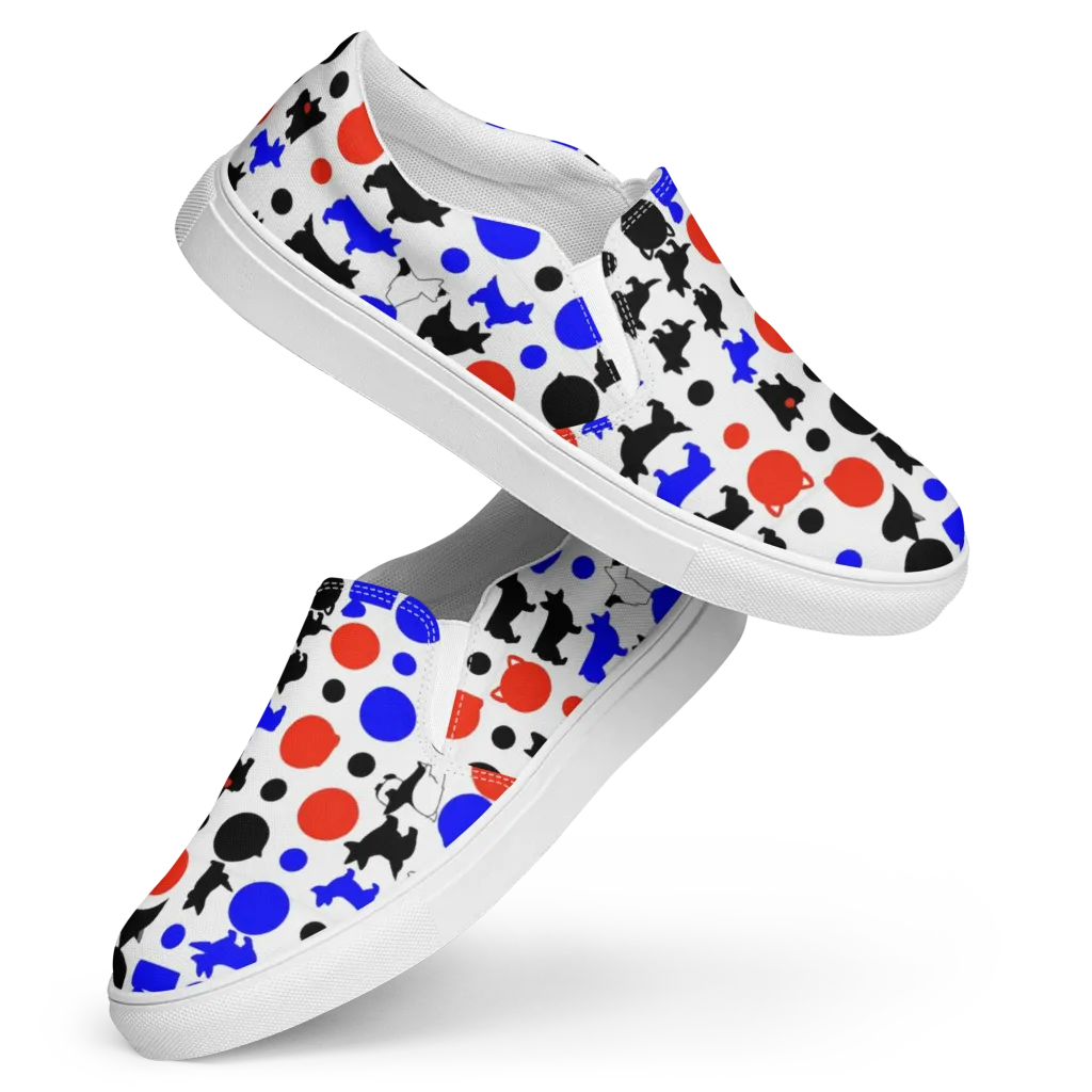 Canine Pop on Women's Slip-On Canvas Shoes — Front