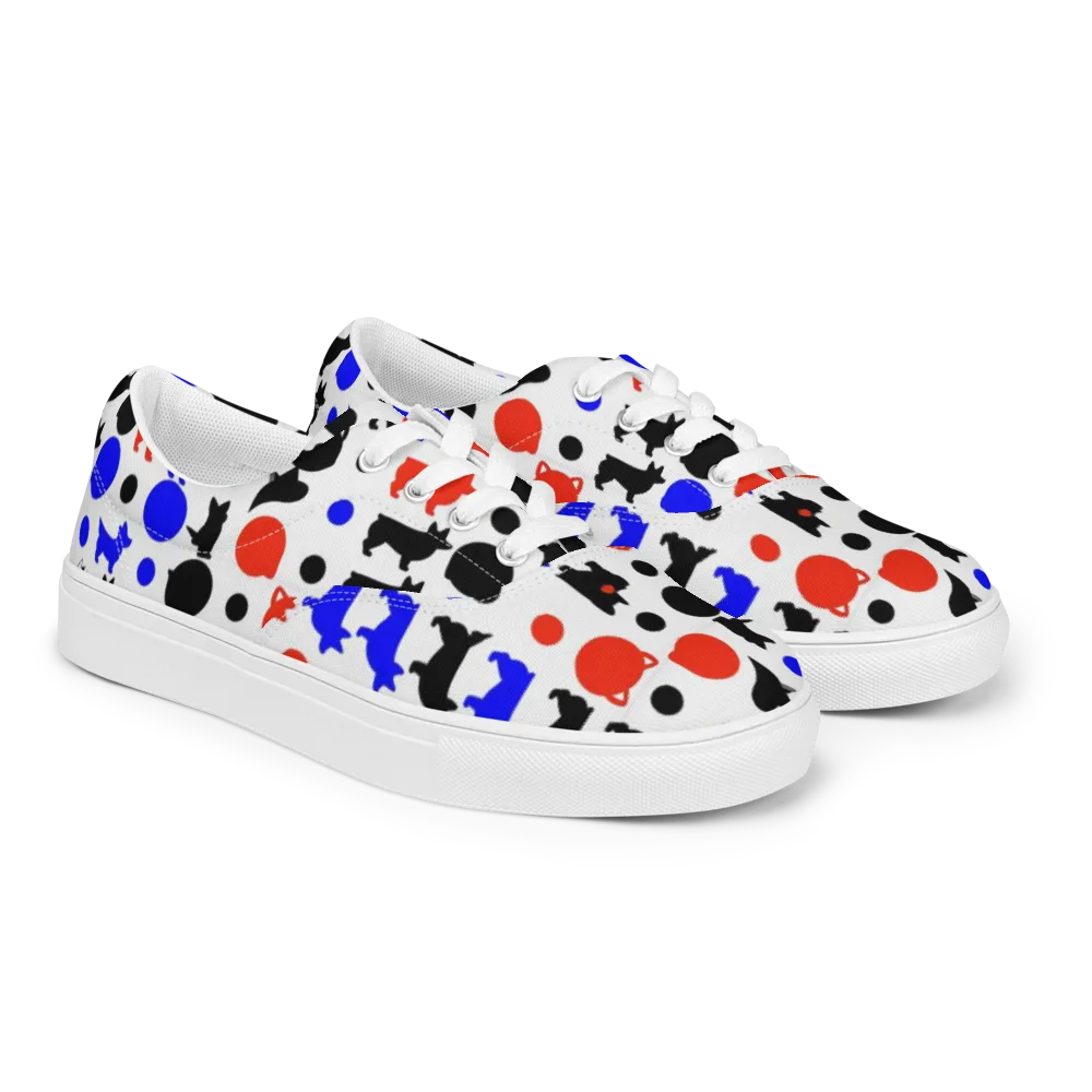 Canine Pop on Men's Lace-Up Canvas Shoes — Right Front