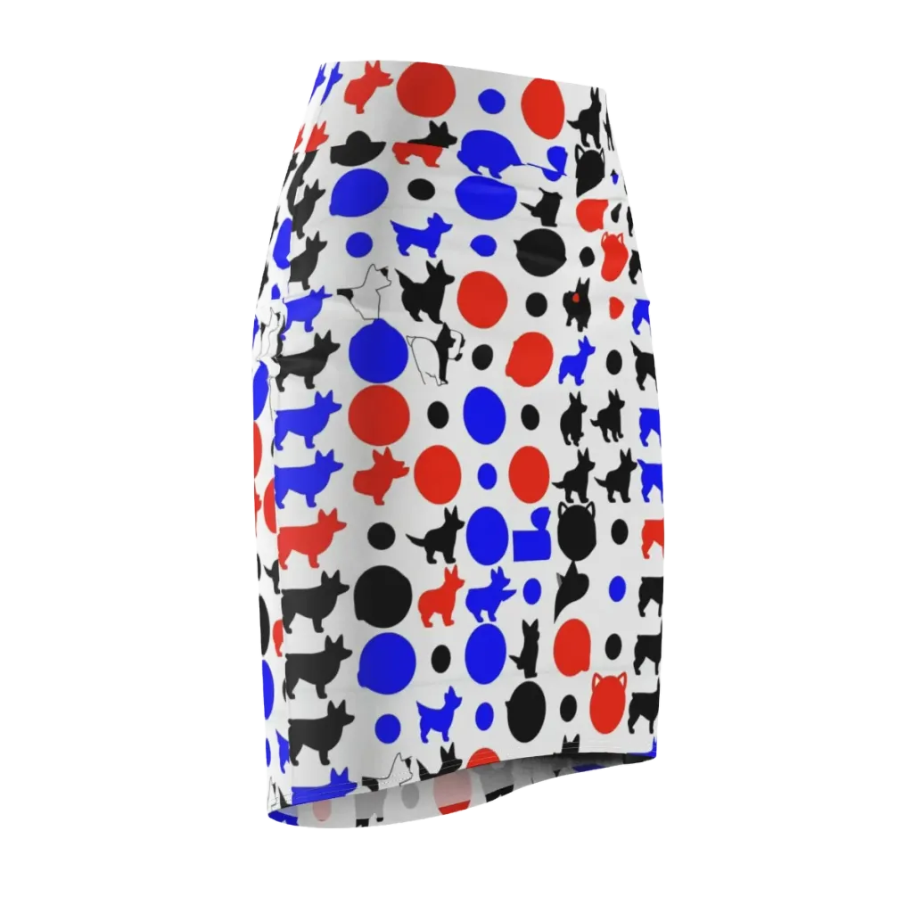 Canine Pop on Pencil Skirt — Front Side