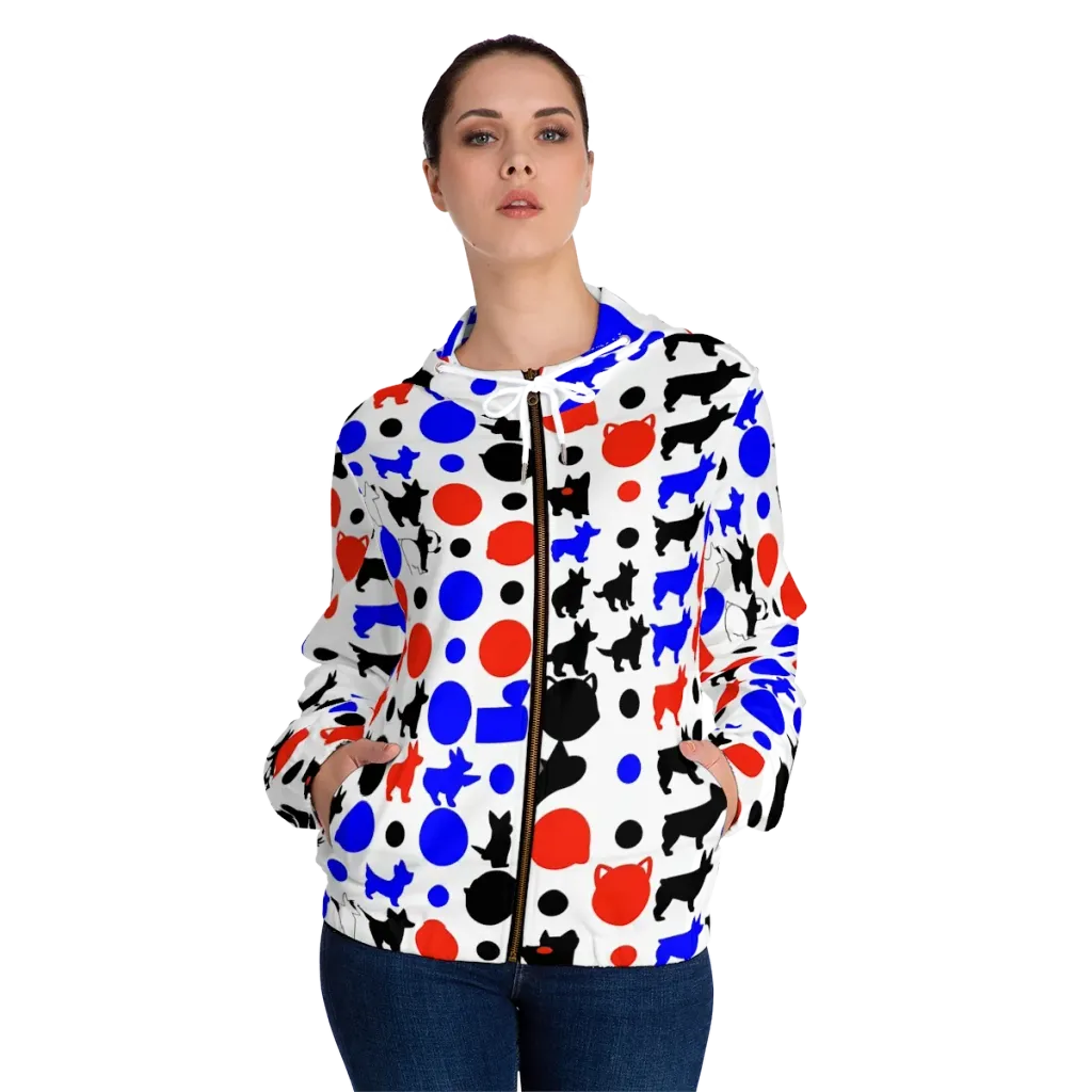 Canine Pop on Women's Full-Zip Hoodie — Front On Person