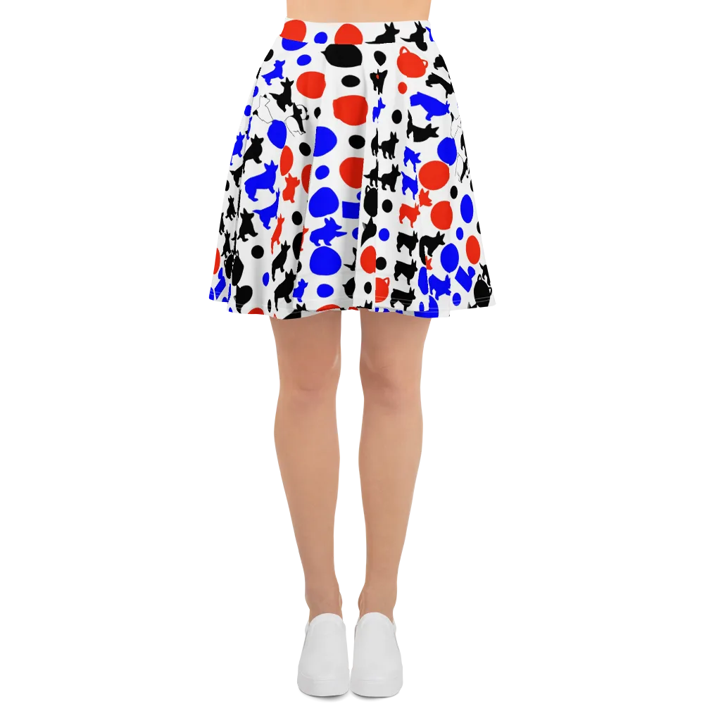 Canine Pop on Skater Skirt — Front