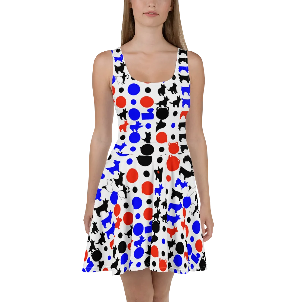 Canine Pop on Skater Dress — Front