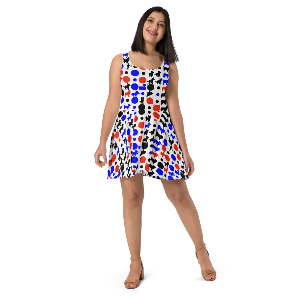 Canine Pop on Skater Dress — Front