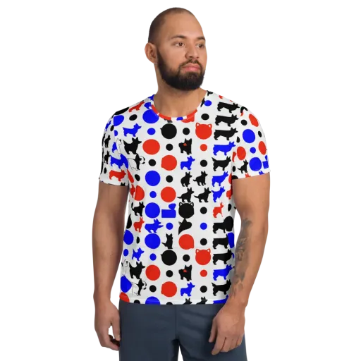 Canine Pop on a Men's Athletic T-Shirt