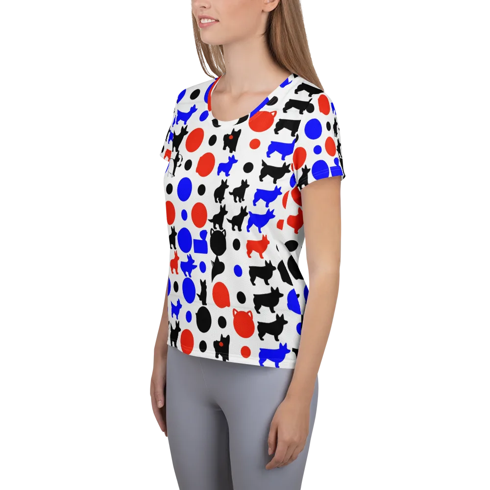 Canine Pop on Women's Athletic T-Shirt — Left