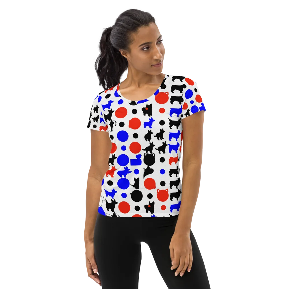 Canine Pop on Women's Athletic T-Shirt — Front