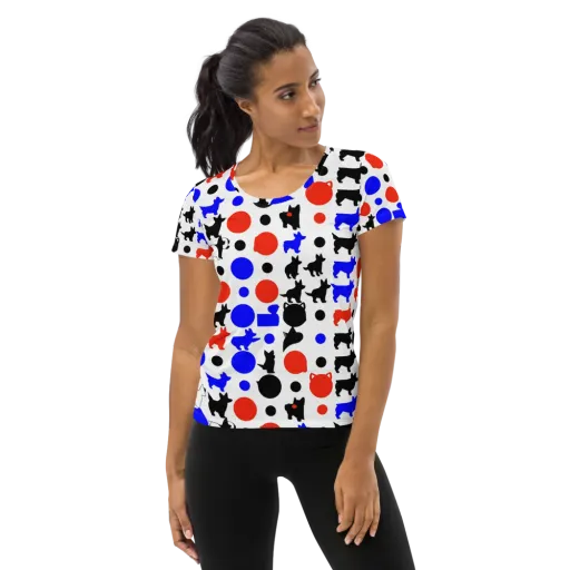 Canine Pop on a Women's Athletic T-Shirt