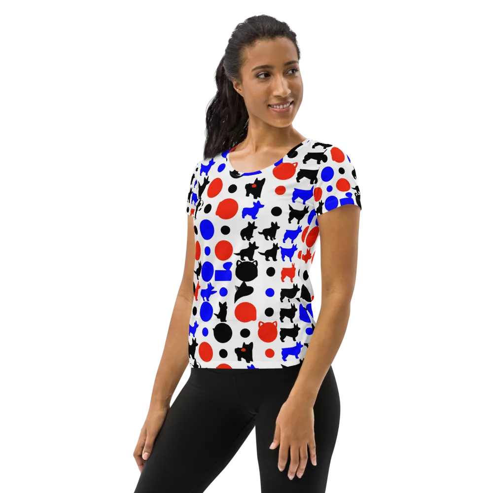 Canine Pop on Women's Athletic T-Shirt — Left