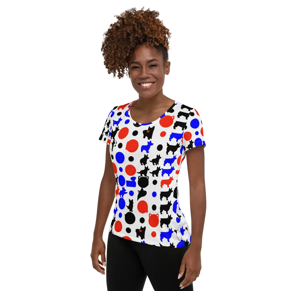 Canine Pop on Women's Athletic T-Shirt — Left