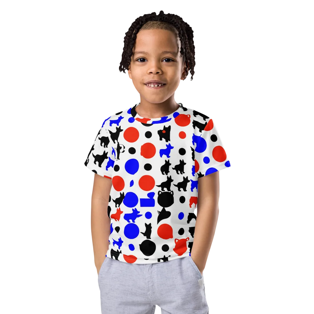 Canine Pop on Kids Crew Neck T-Shirt — Front