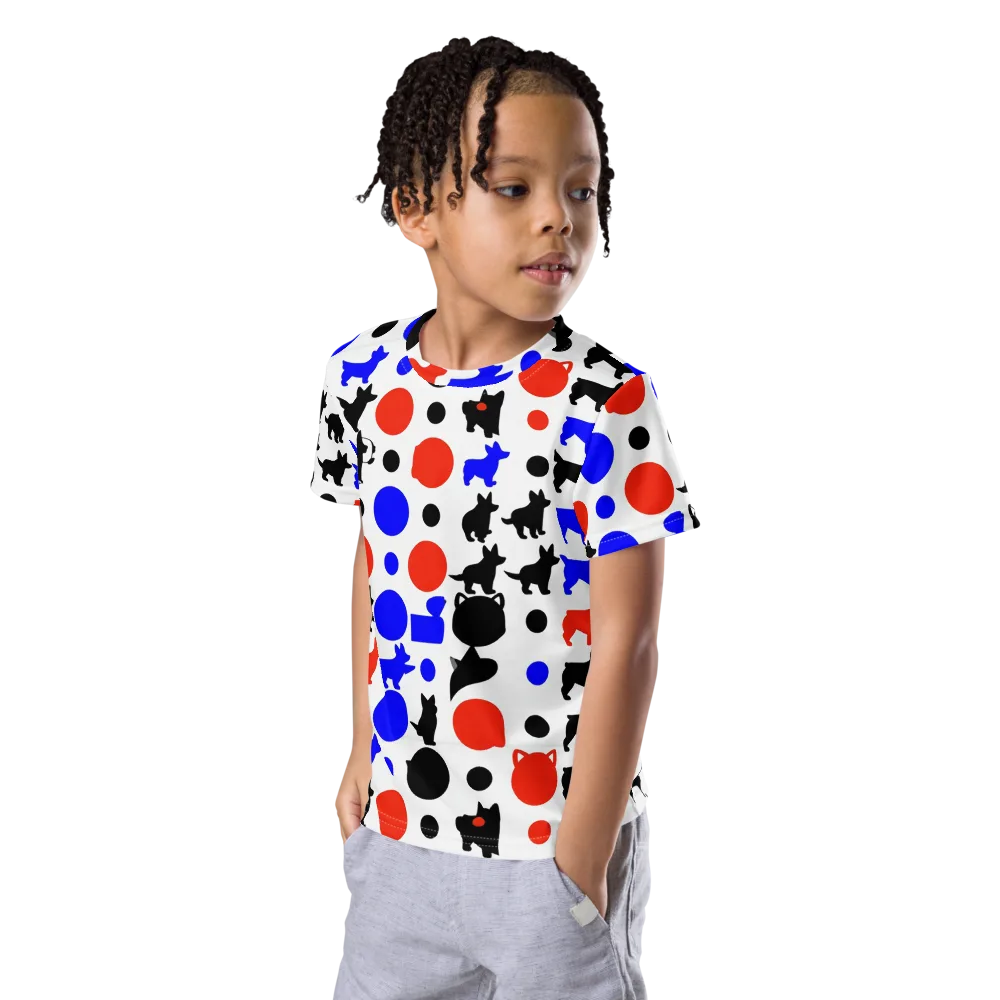 Canine Pop on Kids Crew Neck T-Shirt — Left Front
