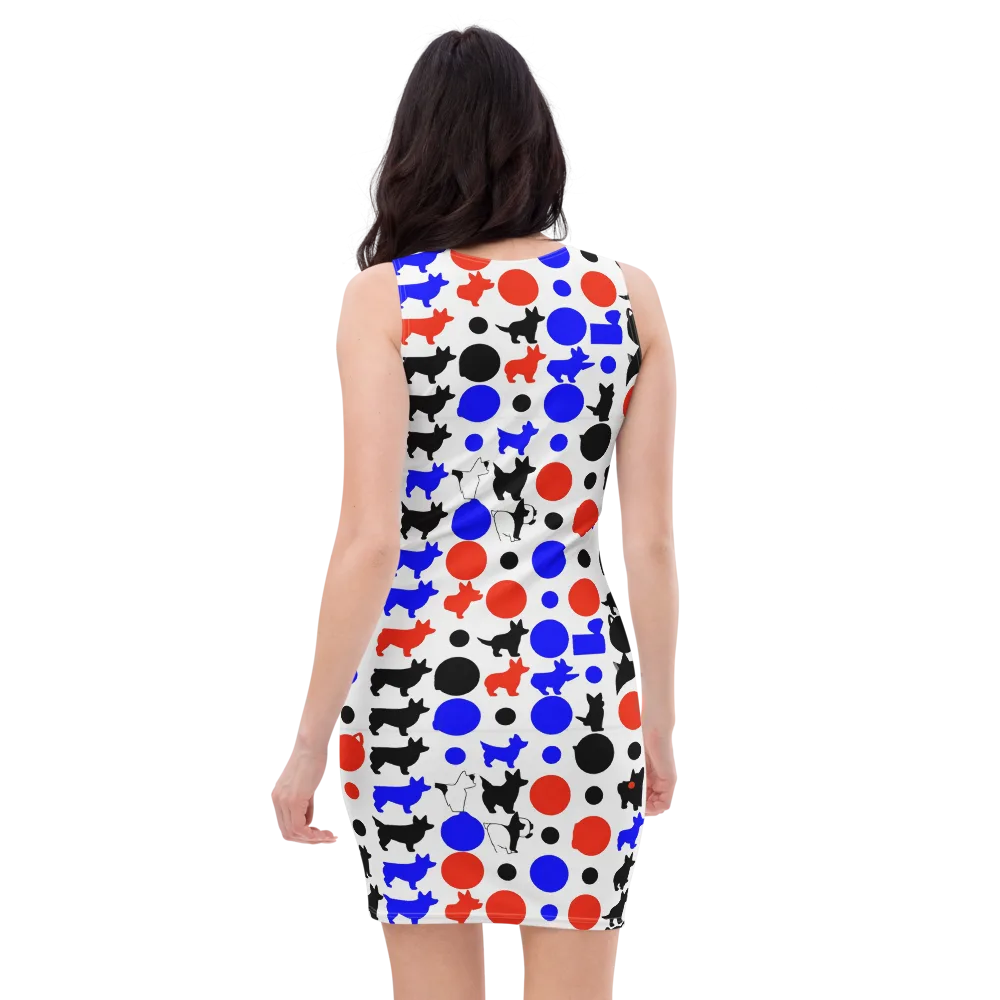Canine Pop on Bodycon Dress — Back