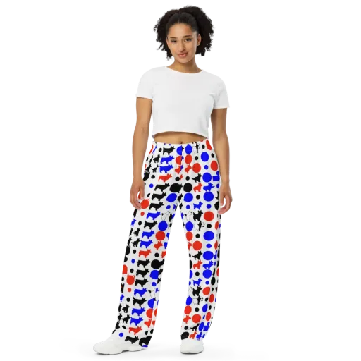 Canine Pop on a Wide-Leg Pants