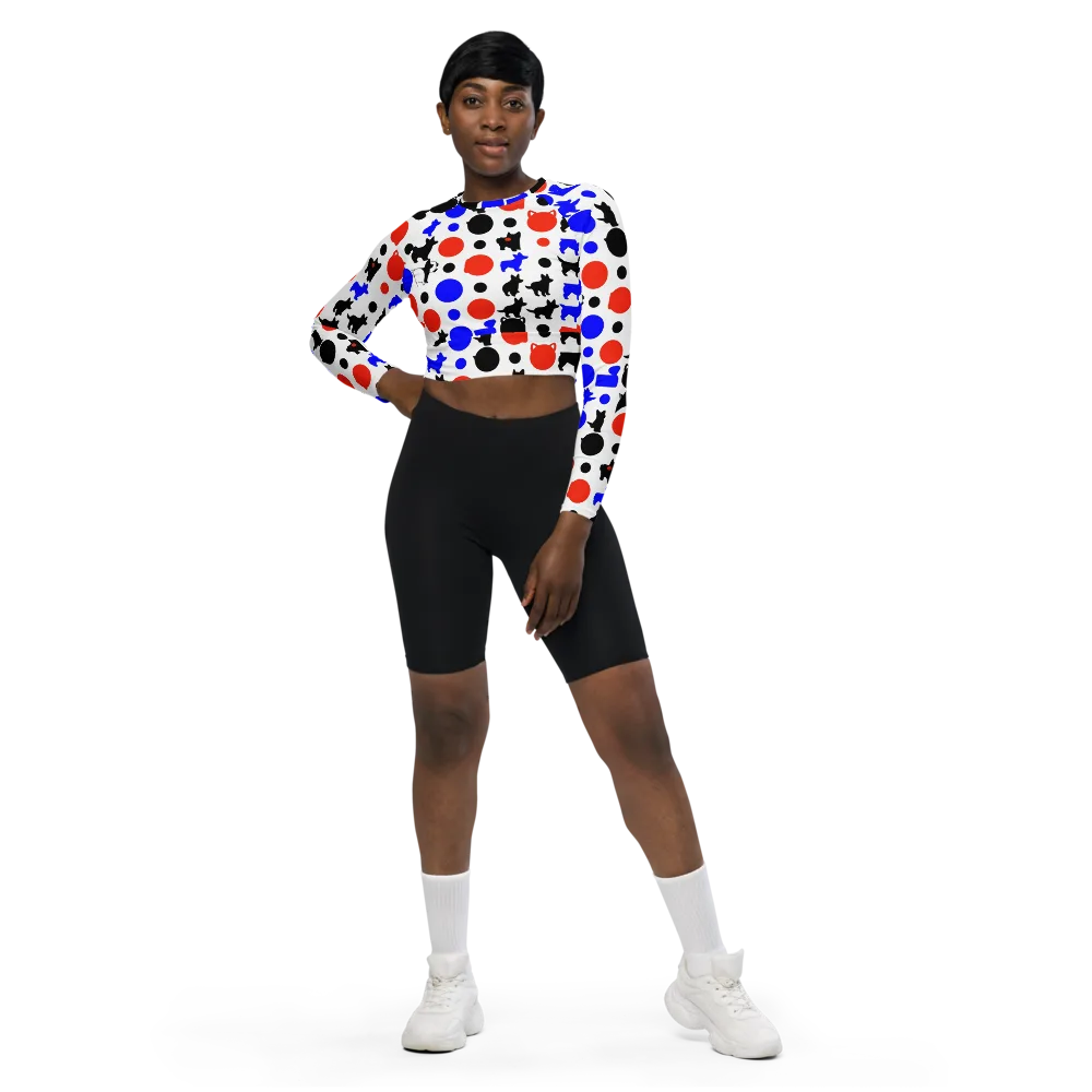 Canine Pop on Long Sleeve Crop Top — Front