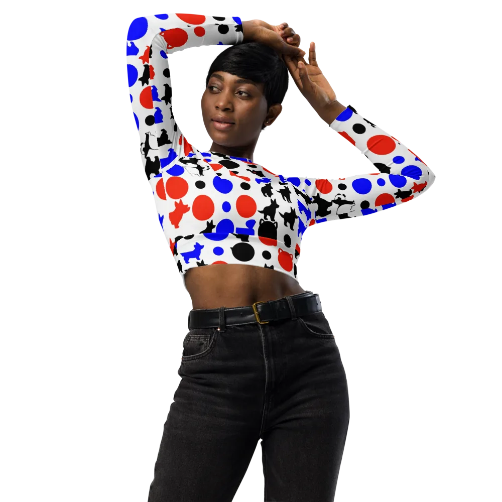 Canine Pop on Long Sleeve Crop Top — Front