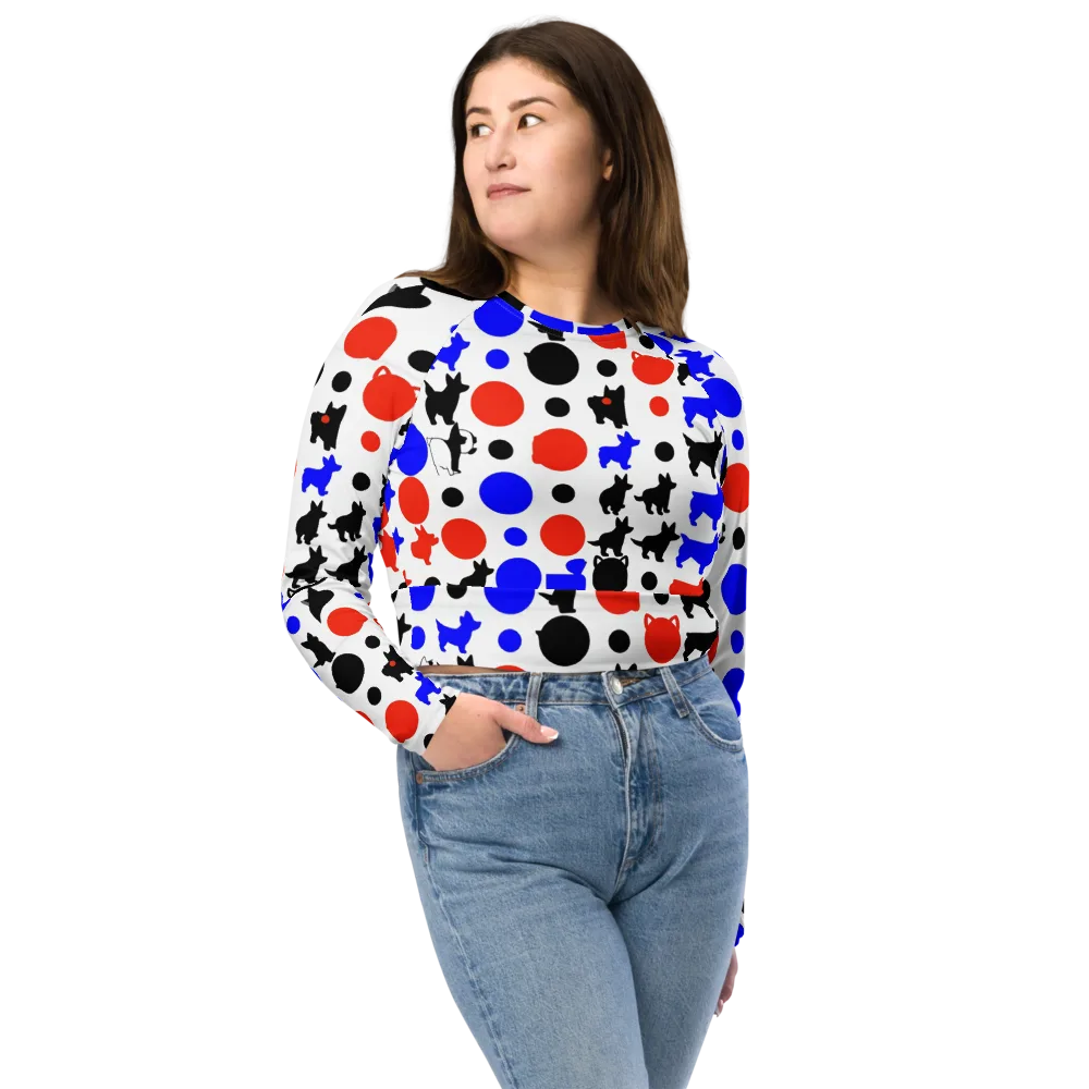 Canine Pop on Long Sleeve Crop Top — Front