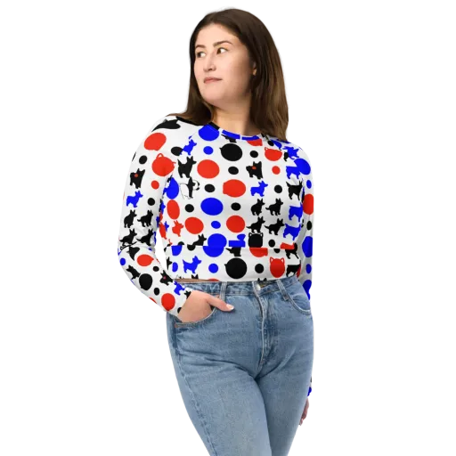 Canine Pop on a Long Sleeve Crop Top