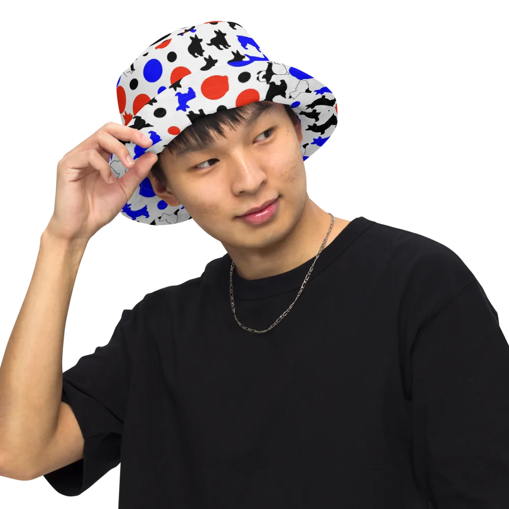 Canine Pop on Reversible Bucket Hat — Front Inside