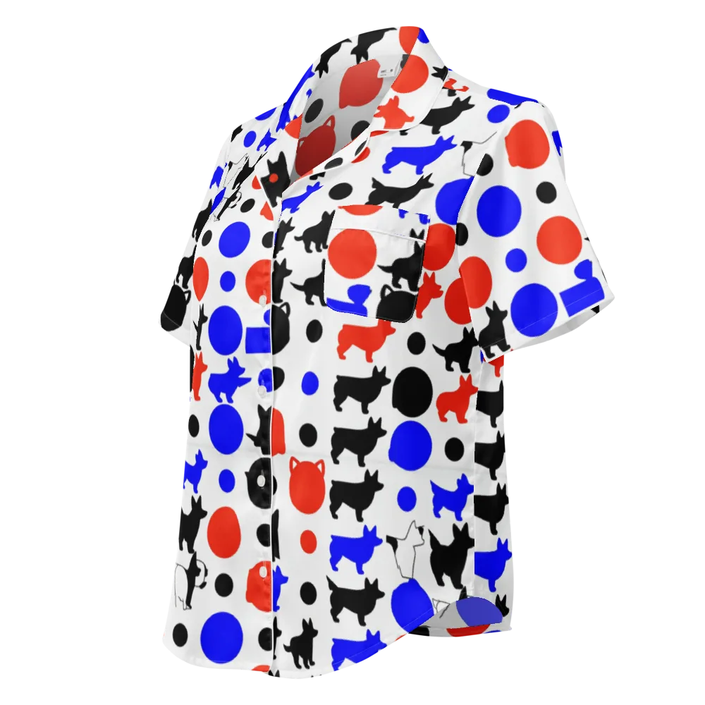 Canine Pop on Women's Short Sleeve Pajama Top — Left Front