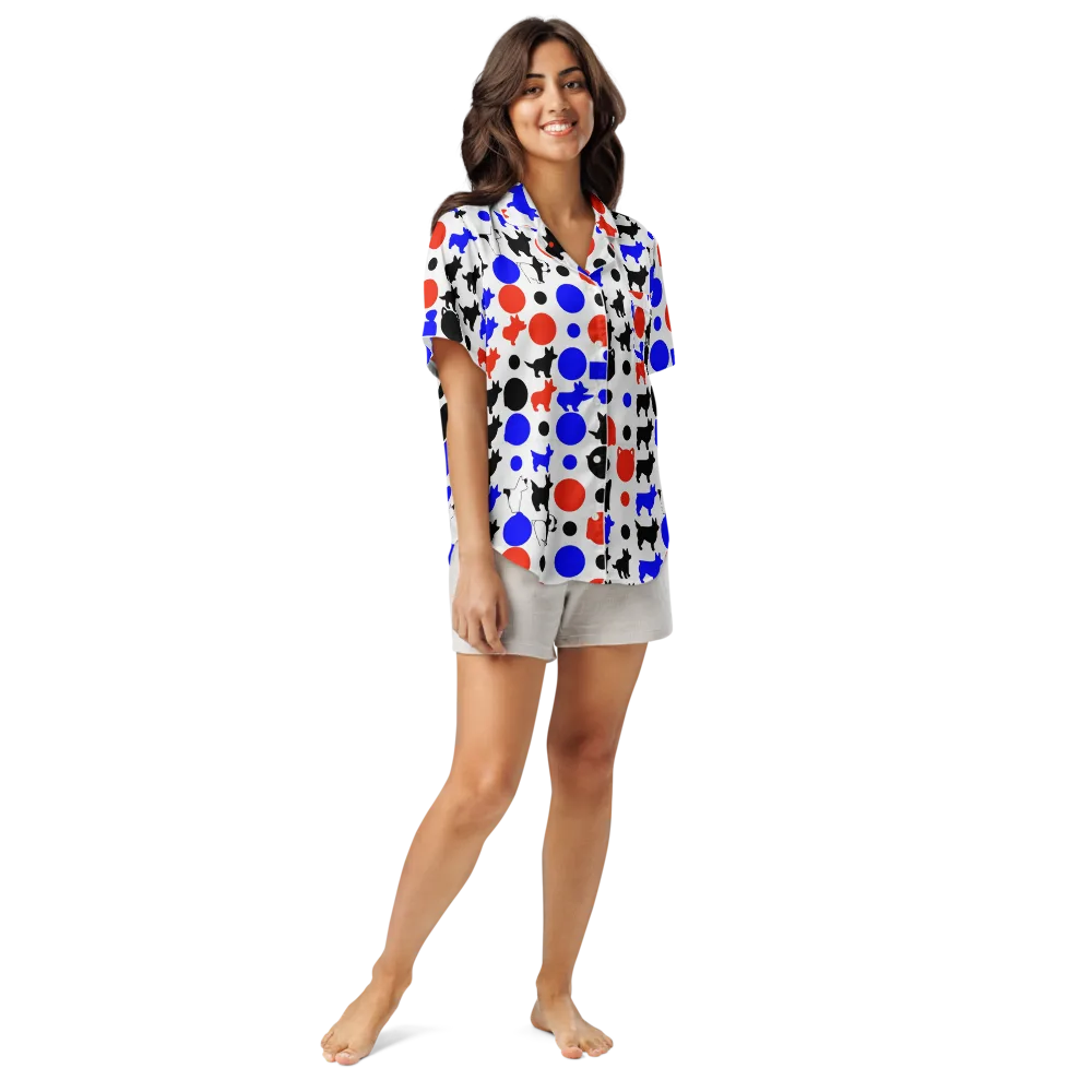 Canine Pop on Women's Short Sleeve Pajama Top — Front
