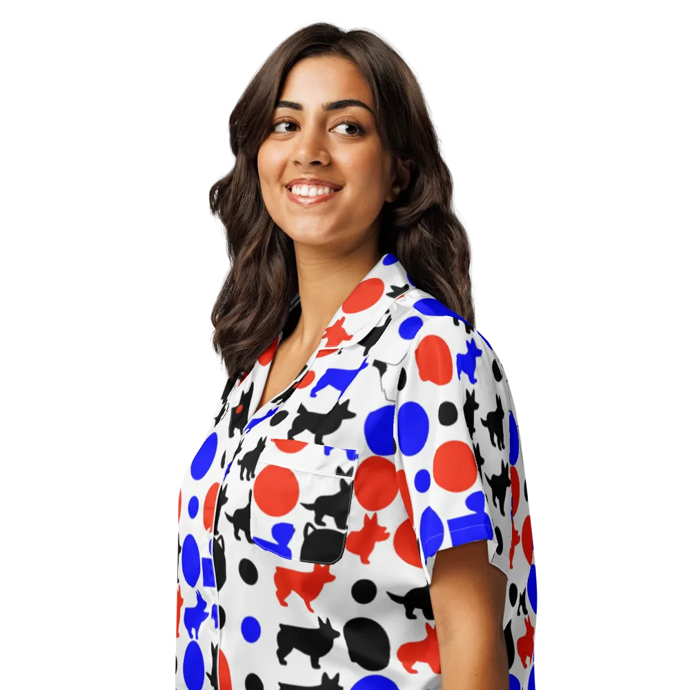Canine Pop on Women's Short Sleeve Pajama Top — Left Front