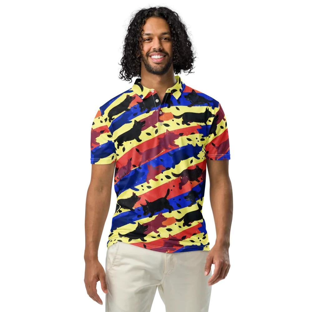 Neon Kennel Parade on Men's Slim Fit Polo Shirt — Front
