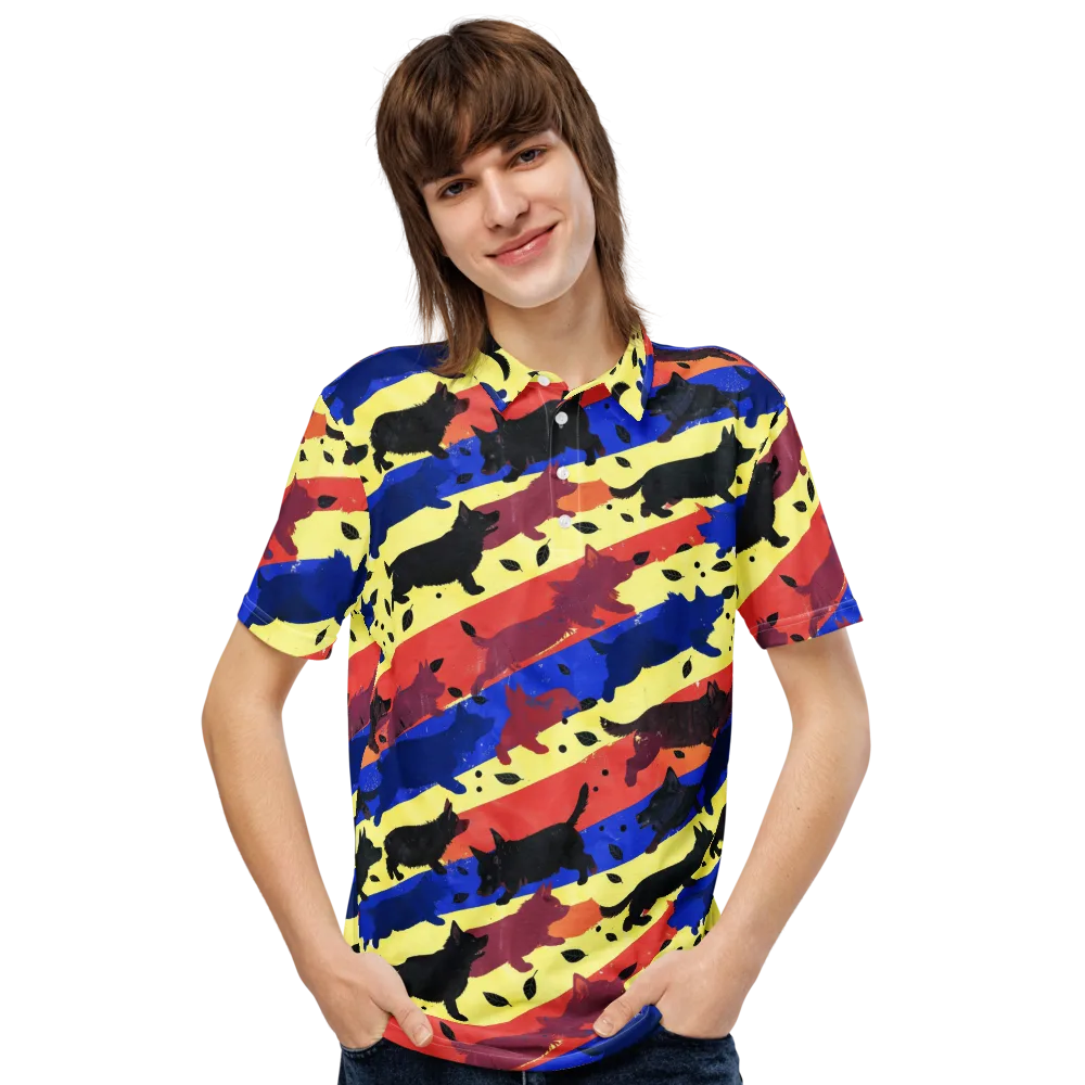 Neon Kennel Parade on Men's Slim Fit Polo Shirt — Front