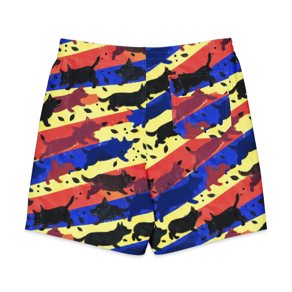 Neon Kennel Parade on Men's Board Shorts — Back