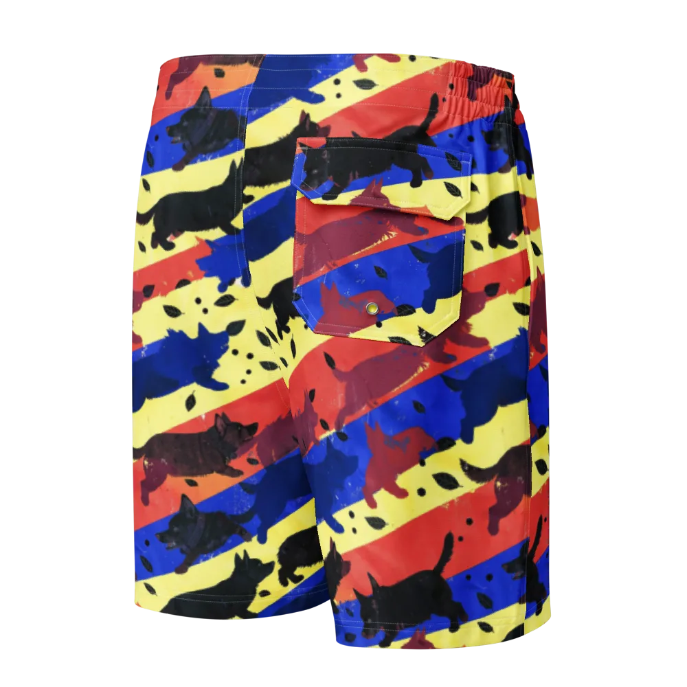 Neon Kennel Parade on Men's Board Shorts — Back