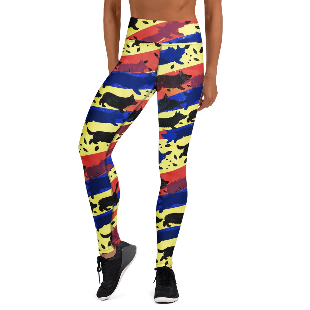 Neon Kennel Parade on Yoga Leggings — Front
