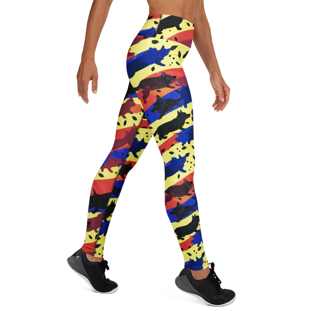 Neon Kennel Parade on Yoga Leggings — Right