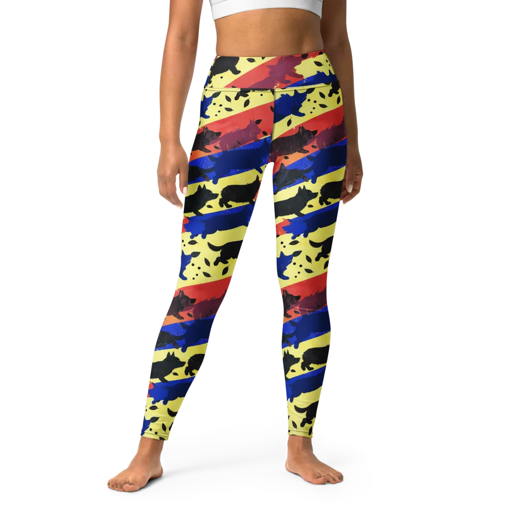 Neon Kennel Parade on Yoga Leggings — Front