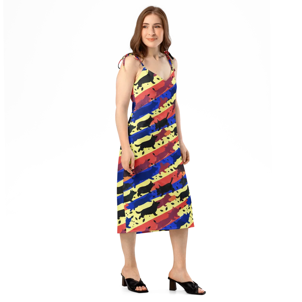 Neon Kennel Parade on Slip Dress — Right Front