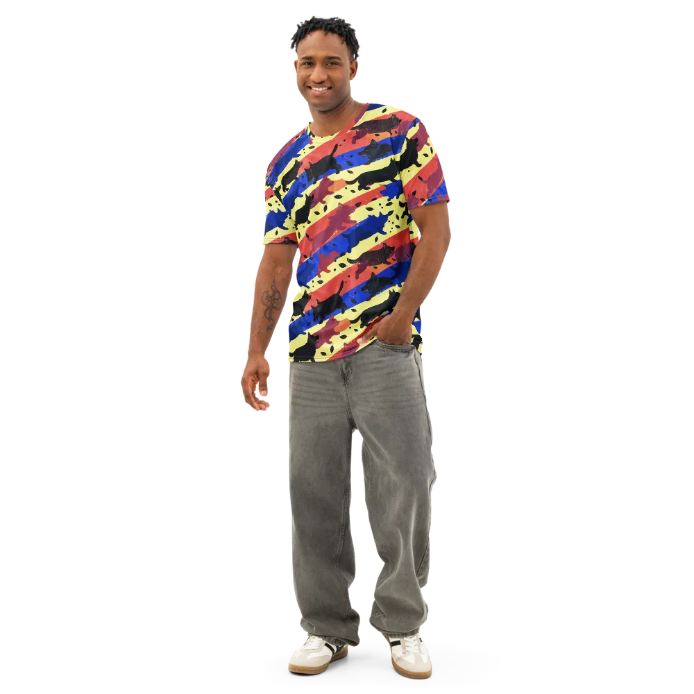 Neon Kennel Parade on Men's Cotton Crew Neck T-Shirt — Front