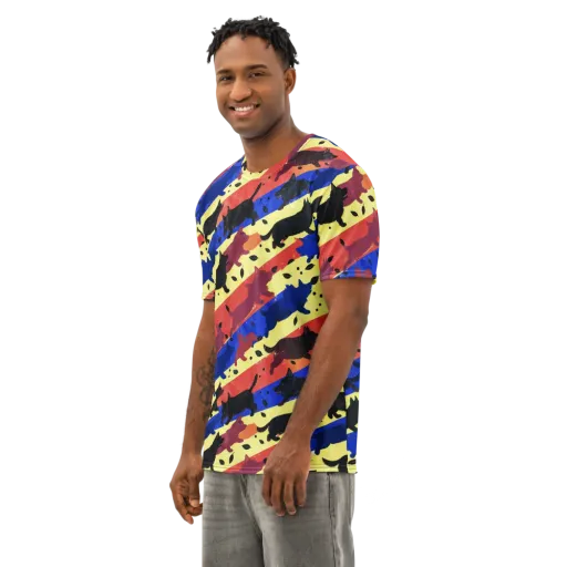 Neon Kennel Parade on a Men's Cotton Crew Neck T-Shirt
