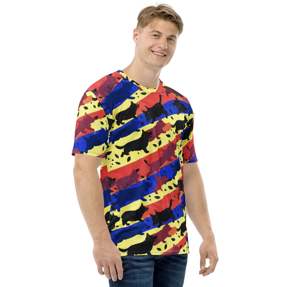 Neon Kennel Parade on Men's Crew Neck T-Shirt — Right