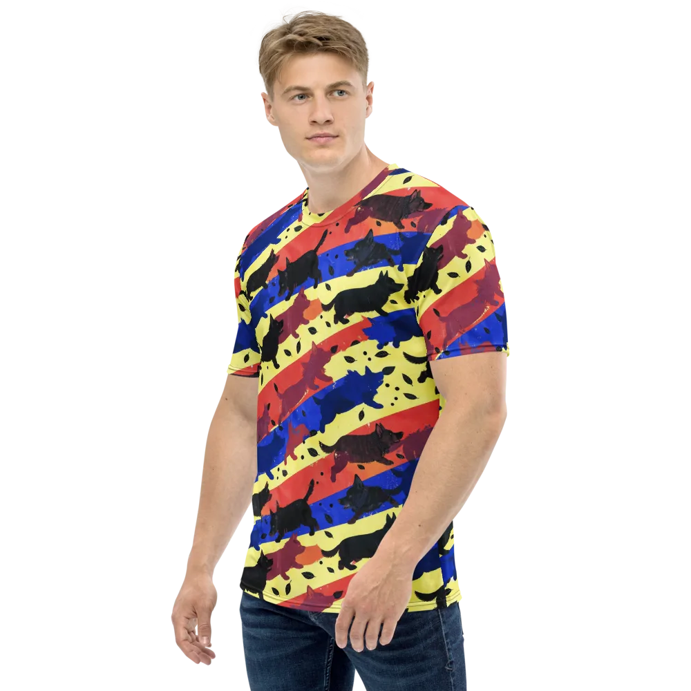 Neon Kennel Parade on Men's Crew Neck T-Shirt — Left