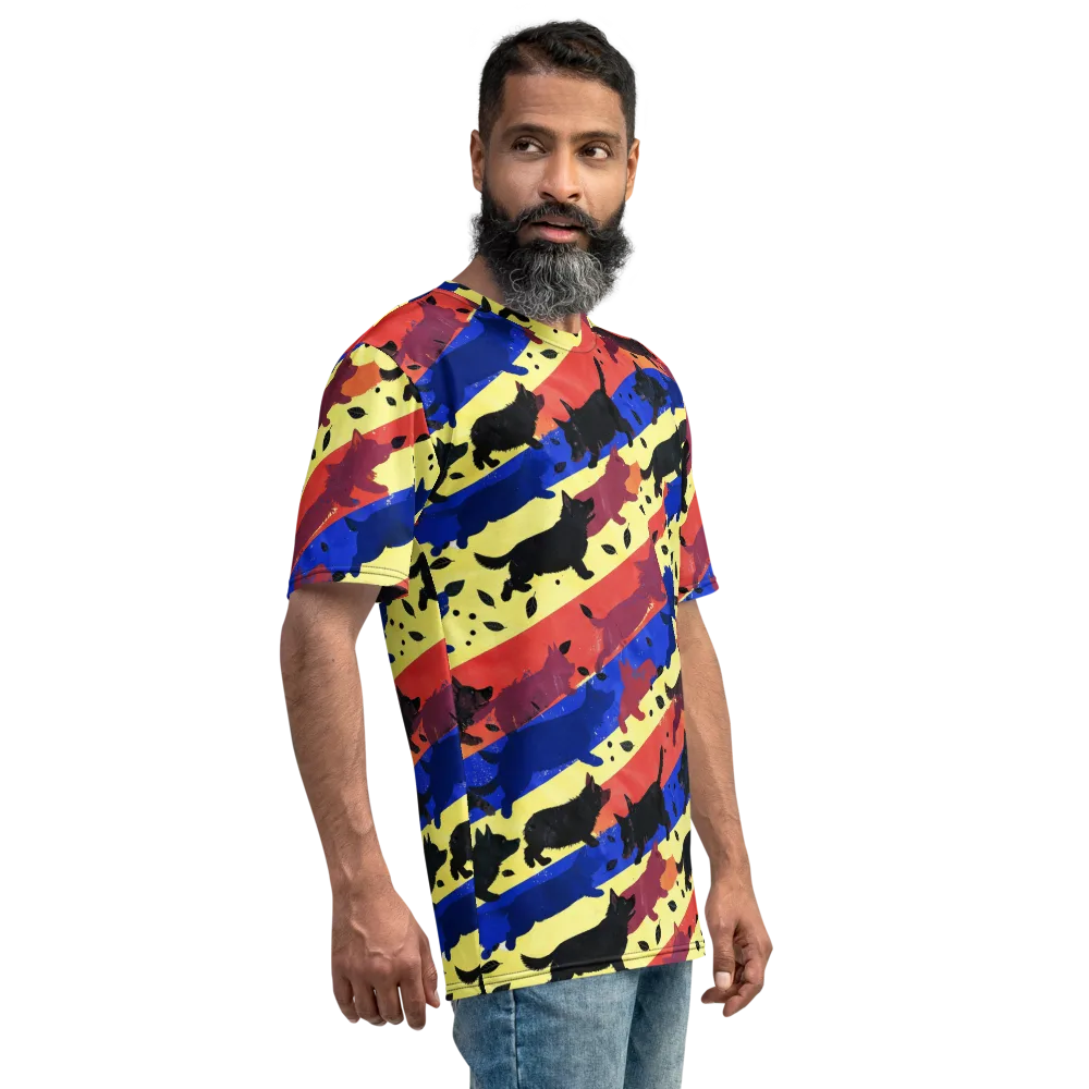 Neon Kennel Parade on Men's Crew Neck T-Shirt — Right