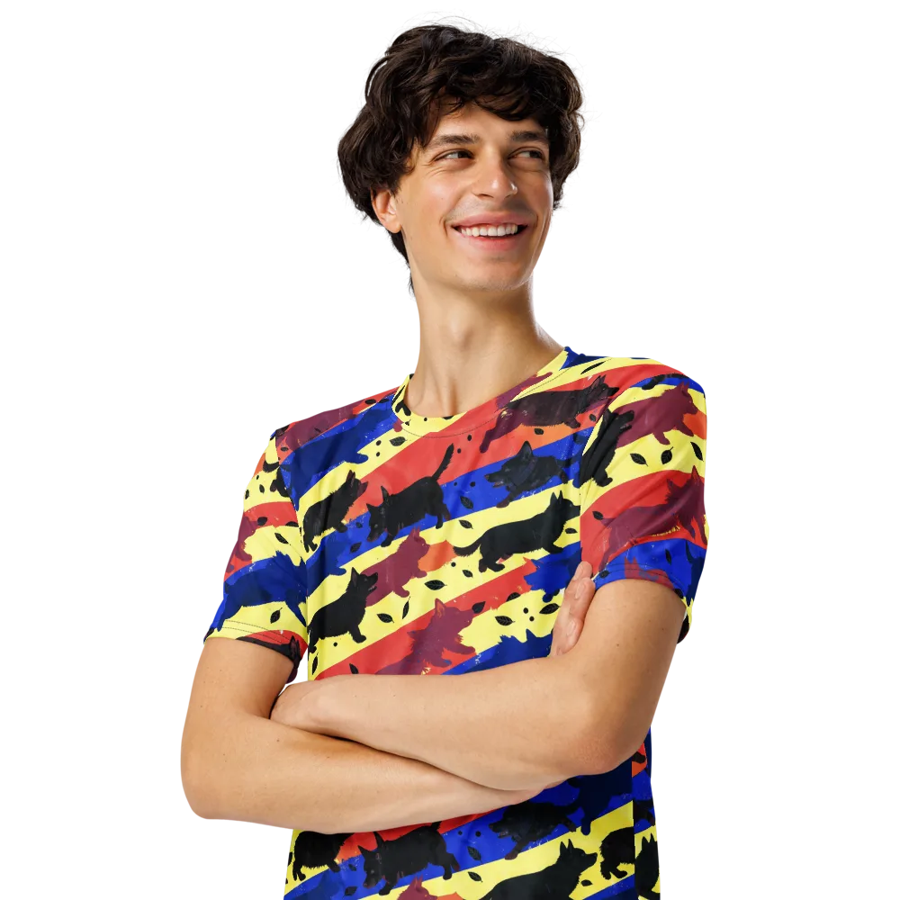 Neon Kennel Parade on Men's Crew Neck T-Shirt — Left Front