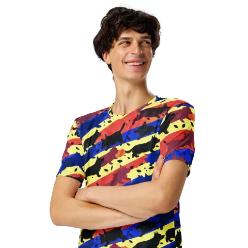 Neon Kennel Parade on a Men's Crew Neck T-Shirt