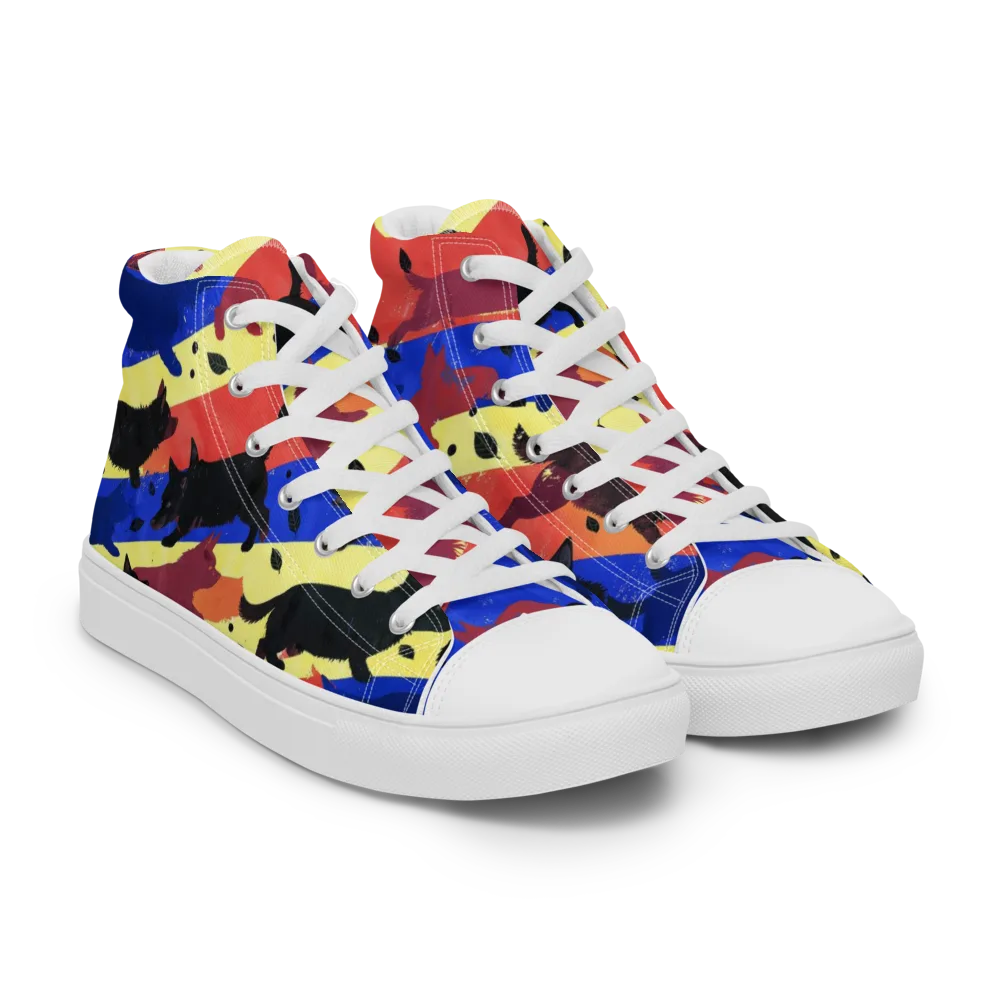 Neon Kennel Parade on Men's High Top Canvas Shoes — Right Front