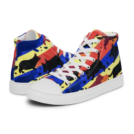Neon Kennel Parade on a Men's High Top Canvas Shoes