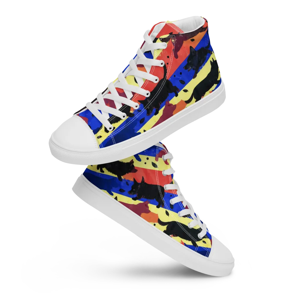 Neon Kennel Parade on Men's High Top Canvas Shoes — Front