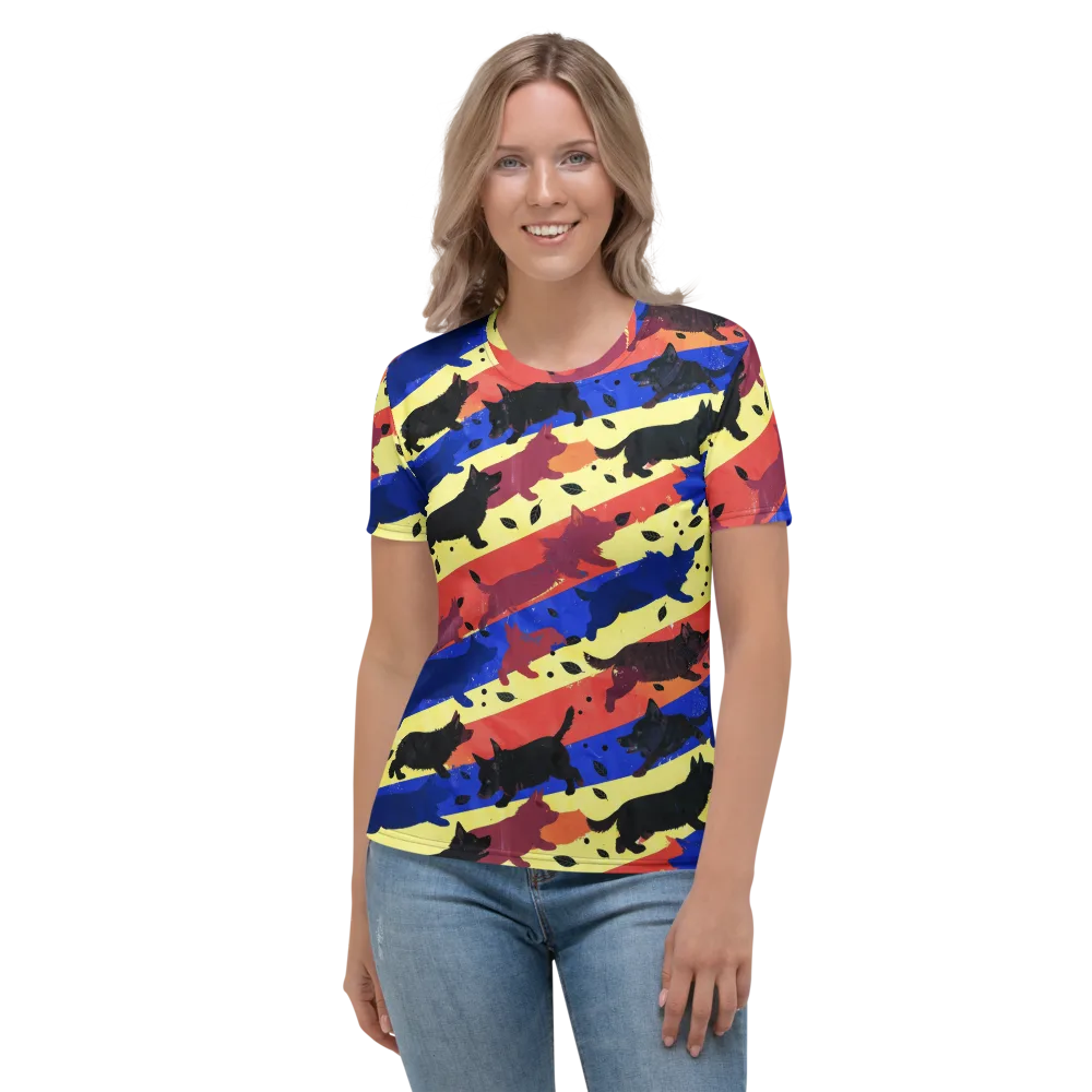 Neon Kennel Parade on Women's Crew Neck T-Shirt — Front