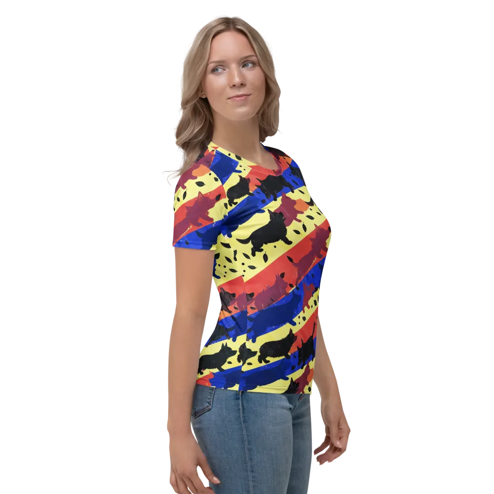 Neon Kennel Parade on Women's Crew Neck T-Shirt — Right