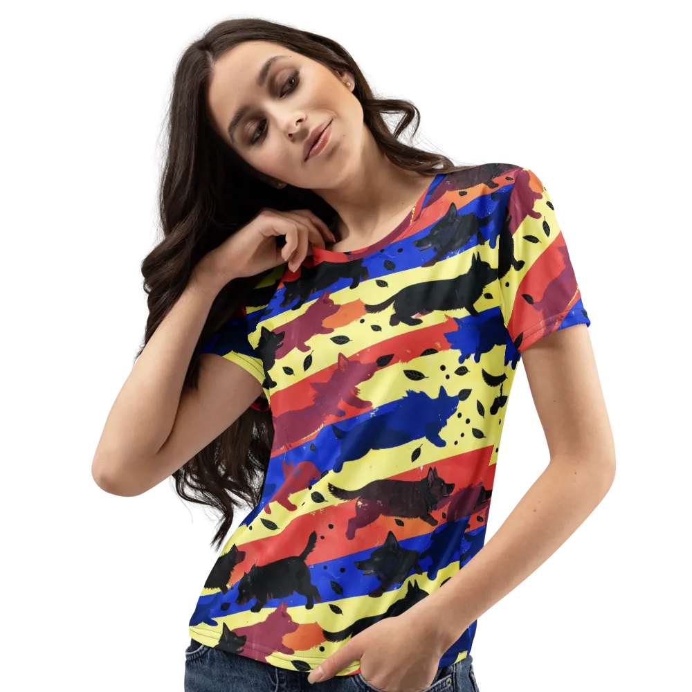 Neon Kennel Parade on Women's Crew Neck T-Shirt — Left Front