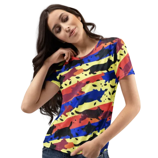 Neon Kennel Parade on a Women's Crew Neck T-Shirt