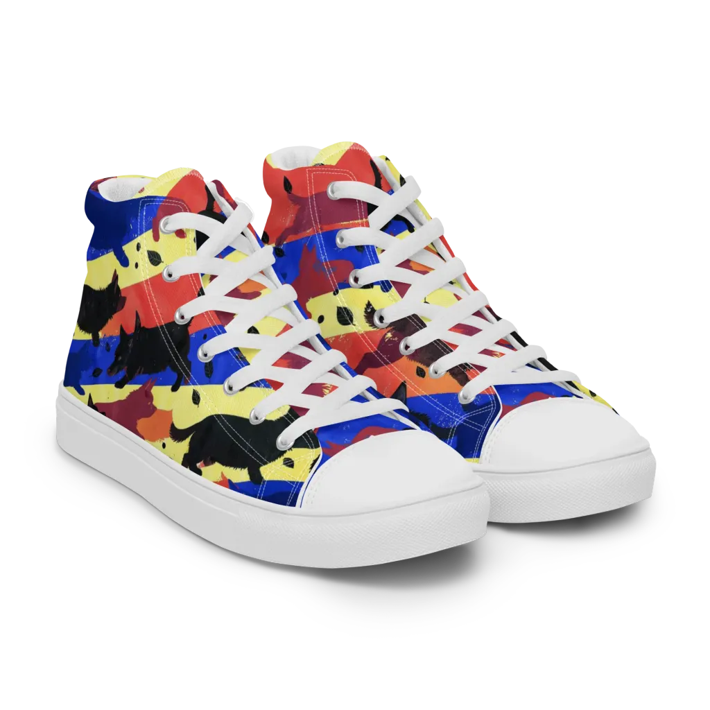 Neon Kennel Parade on Women's High Top Canvas Shoes — Right Front
